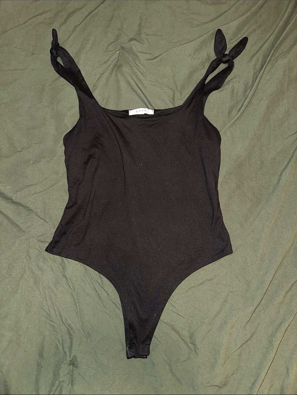 gaze Black Knot-Shoulder Bodysuit